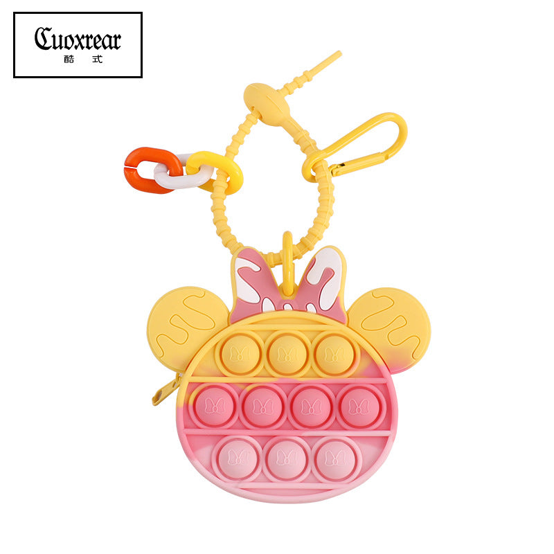 Wholesale Cute Unzipped Coin Purse Cartoon Silica gel Keychain